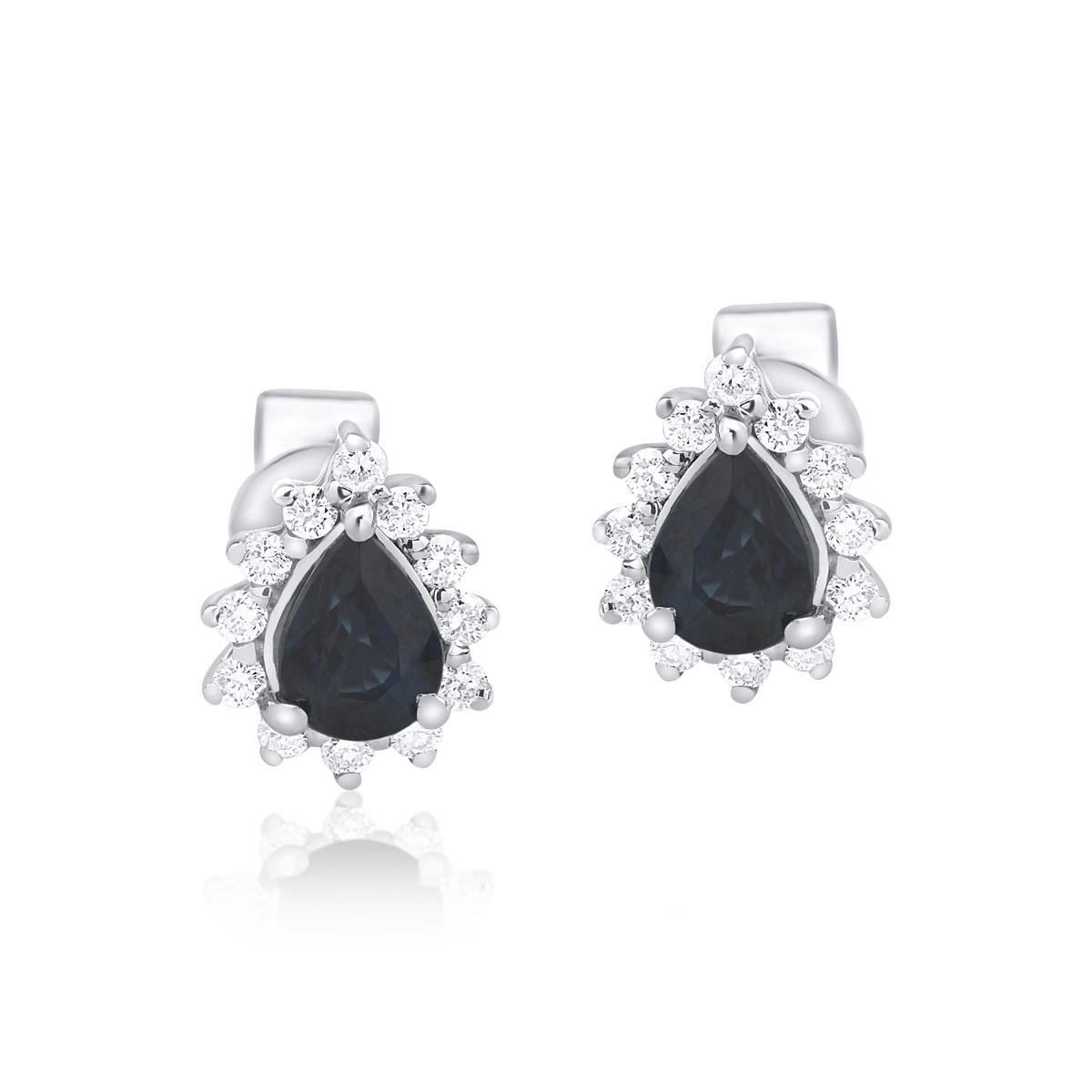 18K white gold earrings with sapphires of 0.573ct and diamonds of 0.159ct